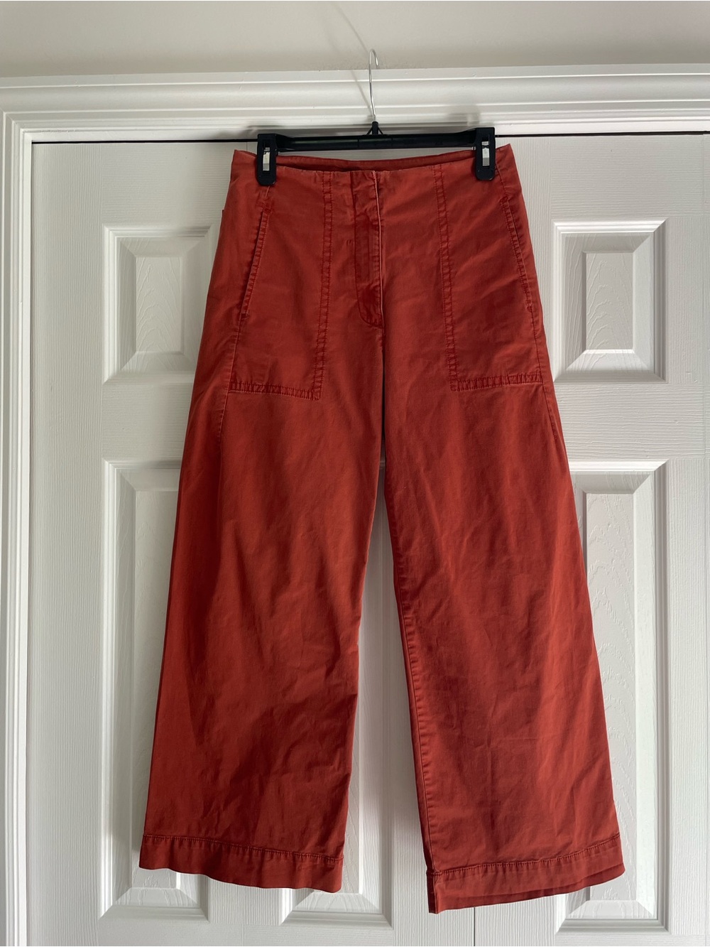 J. Crew Wide-Leg Trousers in Rust Orange